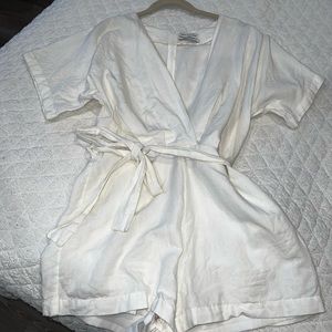 Urban outfitters off white linen romper